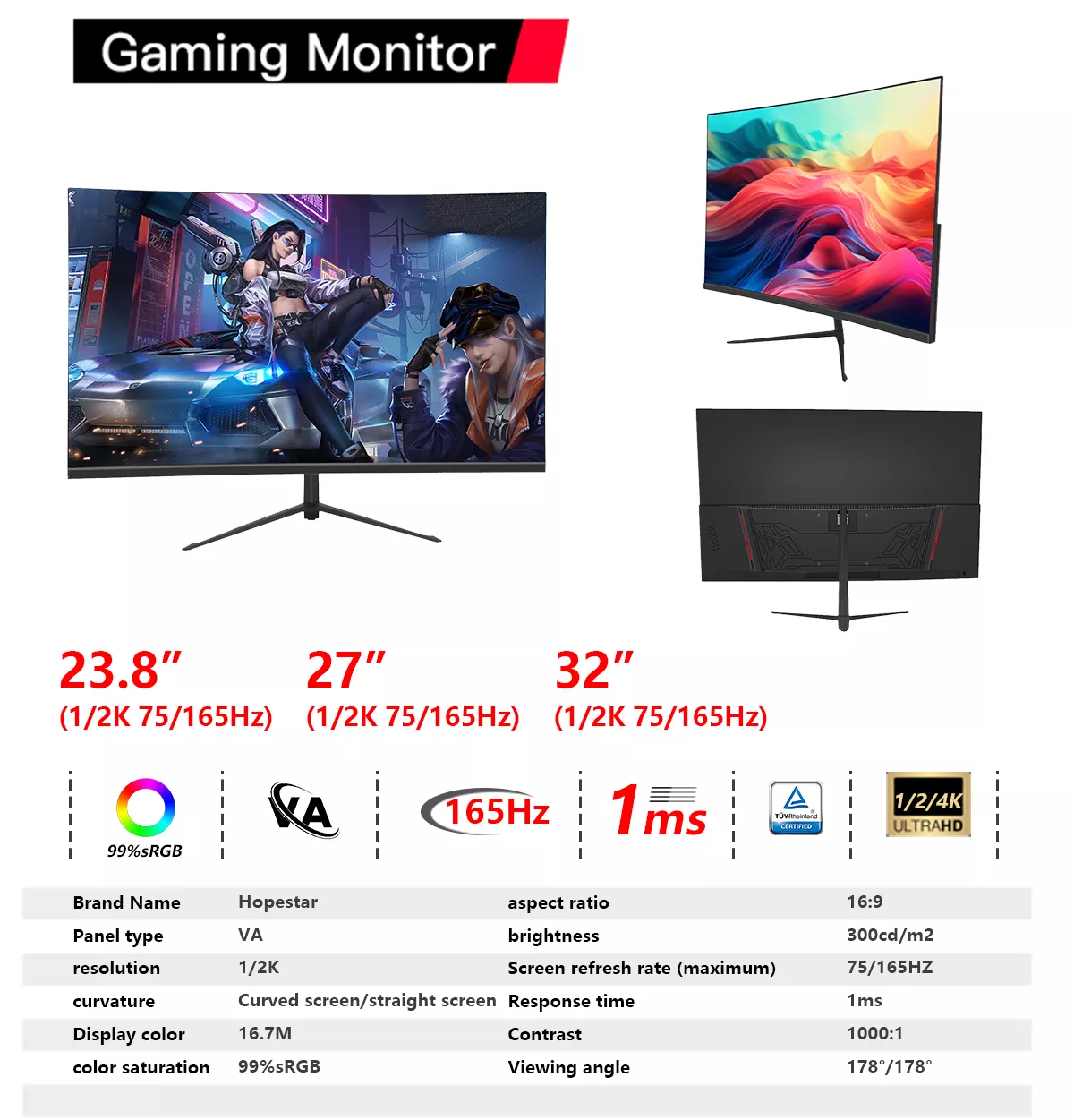 Custom gaming monitor, support OEM/ODM